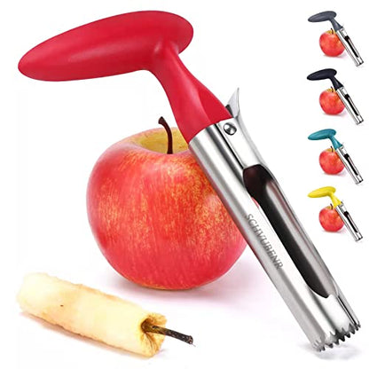  Premium Apple Corer Tool - Easy To Use And Clean - Sturdy Apple Core Remover With Sharp Serrature - Stainless Steel Corers For Apple And Pear - Core Fruits With Ease(Red)