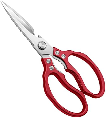  Kitchen Scissors All Purpose Heavy Duty, Kitchen Shears Dishwasher Safe, Ultra Sharp Stainless Steel Kitchen Gadgets, Cooking Cutter For Chicken, Meat, Poultry, Fish, Herbs, Grape (Black)
