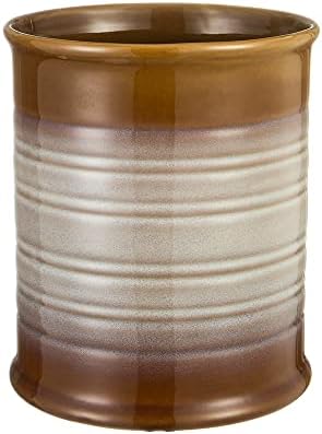 Nihow Kitchen Utensil Holder: 7.2 Inch Extra Large Ceramic Utensil Holder For Countertop - Stable Utensil Crock For Kitchen Counter Decor - Elegant Blue & Black (1PC)