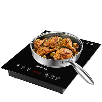  Portable Hot Plate Electric Cooktop, 1800W Single Countertop Burner With 9 Power Levels, Infrared Ceramic Burner For Cooking, Sensor Touch, 4-hour Timer, Safety Lock