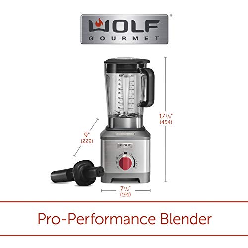  Olf Gourmet Pro-Performance Blender, 64 Oz Jar, 4 Program Settings, 12.5 AMPS, Blends Food, Shakes And Smoothies, Red Knob, Stainless Steel (WGBL200S)