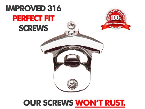  Grade Rust Proof 316 Stainless Steel Wall Mounted Bottle Opener W/ 316 Stainless Steel Mounting Screws. Perfect For Restaurants, Bars, Boats, Patios, Outdoors Or Indoors.