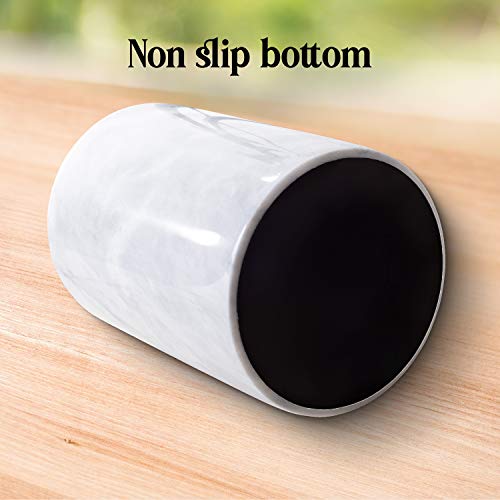  Marble Utensil Holder For Kitchen Counter Decor, Flatware & Utensil Storage Organizer - Kitchen Utensil Organizer For Countertops, Pantry, Bathroom, Office & Center Table