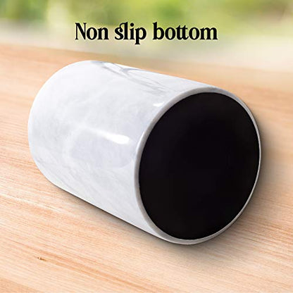  Marble Utensil Holder For Kitchen Counter Decor, Flatware & Utensil Storage Organizer - Kitchen Utensil Organizer For Countertops, Pantry, Bathroom, Office & Center Table