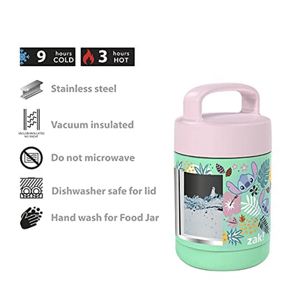  Kids' Vacuum Insulated Stainless Steel Food Jar With Carry Handle, Thermal Container For Travel Meals And Lunch On The Go, 12 Oz, Lilo And Stitch