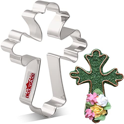  Large Fancy Cross Cookie Cutter Christian Baptism Fondant Biscuit Cutter - 3.3 X 4.4 Inches - Stainless Steel