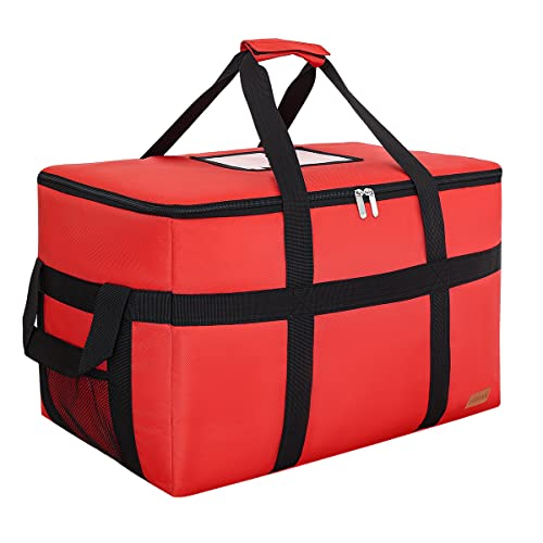  Insulated Food Delivery XXL Commercial Bag Grocery Bags Hot Bags For Delivery Waterproof - Premium Food Warmer Bag For Uber Eats And Doordash With Hard Bottom Black
