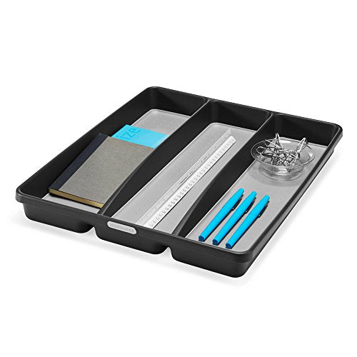  Madesmart Classic Large Utensil Tray Soft Grip, Non-Slip Kitchen Drawer, Multi-Purpose Home Organization, BPA Free, Granite