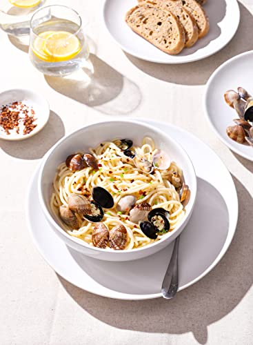  Pasta Bowls 45 OZ, Large Salad Bowls And Serving Bowls, Soup Bowl, Ceramic Pasta Plates - 8.5 Inch, Set Of 4, White