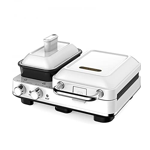  Oydeem 4-in-1 Breakfast Station, Multifunctional Breakfast Maker, Sandwich Maker With Egg Boiler, Panini Press Grill, Waffle Maker & Steamer, 2 Individual Portions, Nonstick,1000W, White