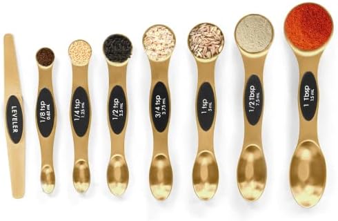  Magnetic Measuring Spoons Set Stainless Steel With Leveler,Multicolors Measuring Cups And Spoon Set Kitchen Gadgets Apartment Essentials Fits In Spice Jars,Stackable Metal Tablespoon Spoon For Baking
