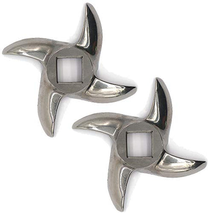  2 Pack #12 Meat Grinder Blade Stainless Steel Knife Cutter Replacement For Grinders, Please Check The Size And Shape