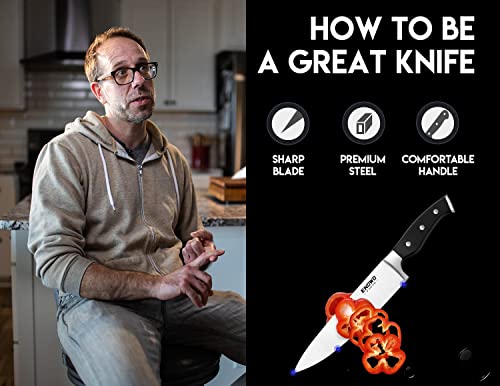  Chef Knife Ultra Sharp Kitchen Knife Set 3 PCS,Premium German Stainless Steel Knife With Finger Guard Clad Dimple,Ergonomic Handle And Gift Box