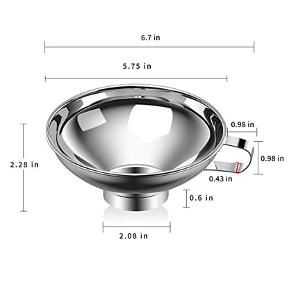  Canning Funnel For Kitchen Use, Wide Mouth Stainless Steel Funnel For Wide And Regular Mouth Mason Jar, Food Grade Metal Funnel For Filling Bottle, Large Funnel For All Liquid And Solid