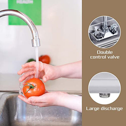  Tainless Steel Sink For Washing With Faucet, NSF Commercial Wall Mount Hand Basin For Restaurant, Kitchen And Home, 17 X 15 Inches