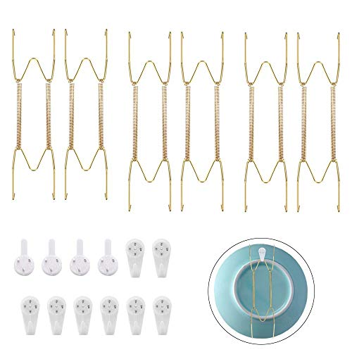  12 Pack Wall Plate Hangers 6/8/10 Inch Invisible Vertical Plate Holders With 12Pcs Wall Hooks For Decorative Plates Antique Plates And Art