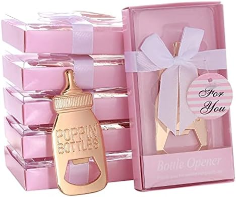  24 Pack Bottle Openers For Baby Shower Favors Gifts, Bridal Baby Shower Decorations Souvenirs, Poppin Bottle Openers With Exquisite Gifts Box Used For Baby Shower Party Favor(New White)
