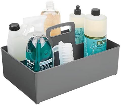  Large Plastic Divided Portable Storage Organizer Caddy Tote Basket Bin With Handle For Kitchen, Pantry, Countertop, Cabinet, Cupboard - Ligne Collection - Clear