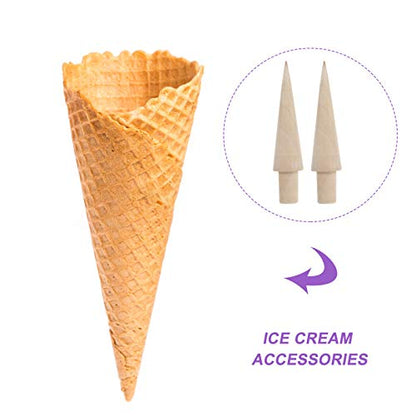  2pcs Ice Cream Cone Mold Wooden Waffle Cone Roller Waffle Roller Pastry Roll Cake Molds DIY Baking Tools