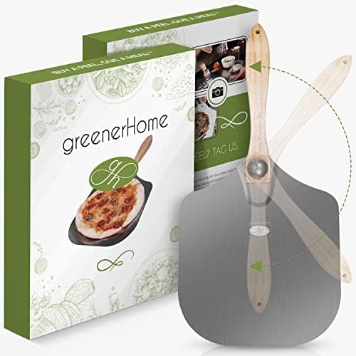  Reenerhome Pizza Peel- Paddle - Spatula - Metal- Premium Stainless Steel Pizza Peel 12 Inch- Aluminum Free Large Wood Folding Pizza Peel Long Handle For Pizza Stones Grill And Outdoor Pizza Oven