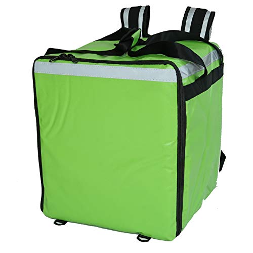  K-76F: Doubledeck Insulated Pizza/Food Delivery Backpack Bag, 16"x 15"x 18",With A Cup Holder. A Glossy Waterproof, Collapsible Food Take-Out Box For Catering, Restaurant Delivery, 76Liters(Green)