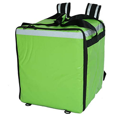  K-76F: Doubledeck Insulated Pizza/Food Delivery Backpack Bag, 16"x 15"x 18",With A Cup Holder. A Glossy Waterproof, Collapsible Food Take-Out Box For Catering, Restaurant Delivery, 76Liters(Green)