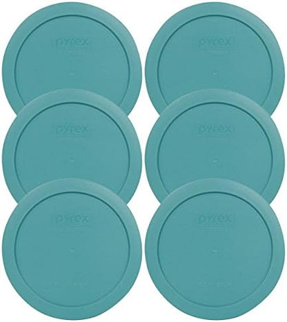 Pyrex 7201-PC Turquoise Round 4 Cup Plastic Storage Lid, Made In USA - 4 Pack