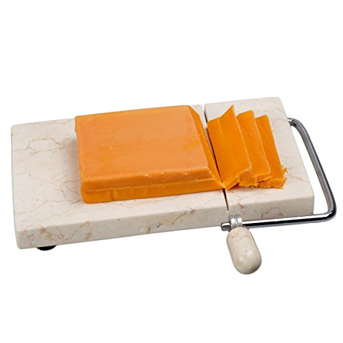  Creative Home Natural Champagne Marble Cheese Slicer Wire Cheese Butter Cutter, 5" L X 8" W, Beige