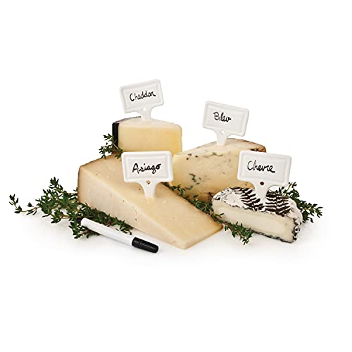 True Rue Tag Set Of 4 Ceramic Cheese Labels, White