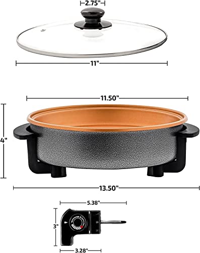  12-Inch Nonstick Electric Skillet - Family-Sized Serves 4 To 6 People
