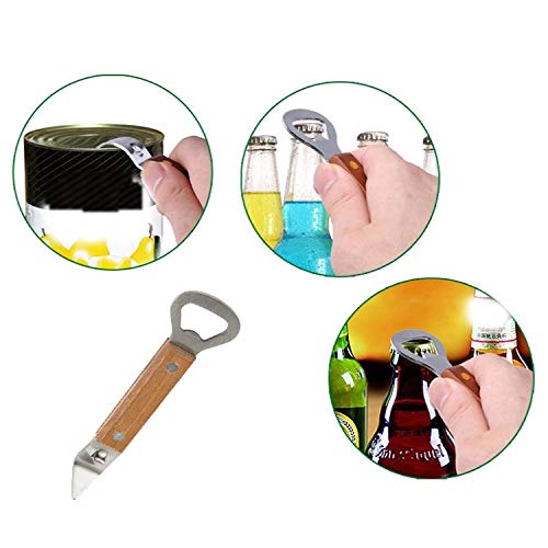  Smart Cook Bottle Opener Can Punch Opener - Dual-sided Manual Stainless Steel Can Opener With Riveted Wood Handle, Set Of 2 Units