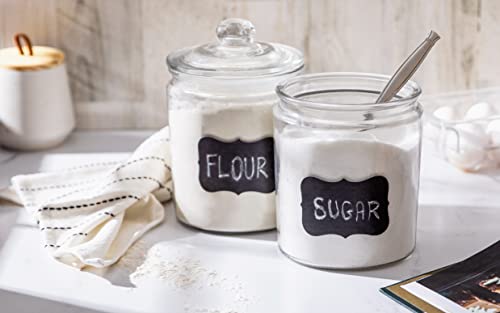  Glass Kitchen Jars, Food & Cookie Storage Containers For Pantry, Bathroom Apothecary Canisters, Dishwasher Safe, With Chalk And Labels, 1/2 Gallon, Set Of 2