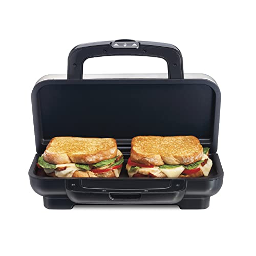  Deluxe Hot Sandwich Maker, Nonstick Plates, Stainless Steel (25415)