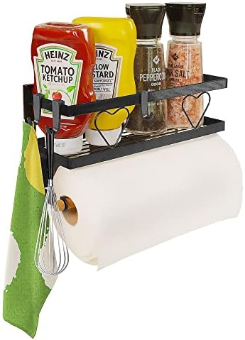  Magnetic Spice Rack, Large Black (2-Pack) - Magnetic Shelf For Spice Storage, Magnetic Spice Rack For Refrigerator, Oven, Etc. | Premium Magnetic Fridge Organizer - Spice Organizer With Free Hooks