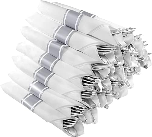  Pre Rolled Napkin And Cutlery Set - 120 Pack Gold Disposable Silverware Include 120 Forks, 120 Knives, 120 Spoons, 120 Napkins For Parties, Weddings And Catering EventsGold 120Pcs)