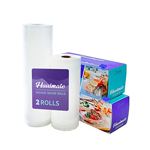  HAULMATE Vacuum Seal Rolls Set Of 11"x50" And 8"x50" Vacuum Sealer Rolls With Roll Cutter, Maximum Airtight Food Saver Bags For Sous Vide Cooking, Freezer & Microwave, 7-Layer Tear-Resistant Material