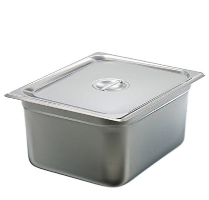  6-inch 1/2 Half-Size 22 Gauge Stainless Steel Anti-Jam Steam Table Pan With Lid