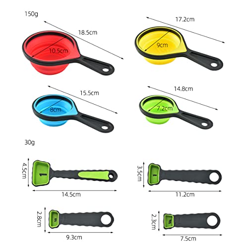  New Version 11Pack Silicone Kitchen Strainer Collapsible Colander With Foldable Silicone Measuring Spoon Measuring Cup Kitchen Good Tools (Blue)