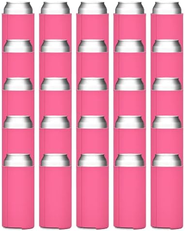  Slim Can Cooler Sleeves (25-Pack) Insulated Polyfoam, Bulk Scuba Knit Polyester Fabric Drink Insulators For 12oz Tall Skinny Beverage - Blank Design (Black)