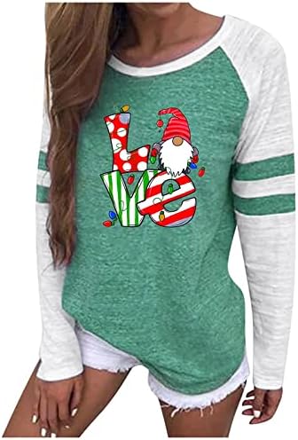  Womens Causal Loose Crewneck Cute Fashion Sweatshirts Long Sleeve Christmas Print Loose Tops Pullover Top Streetwear