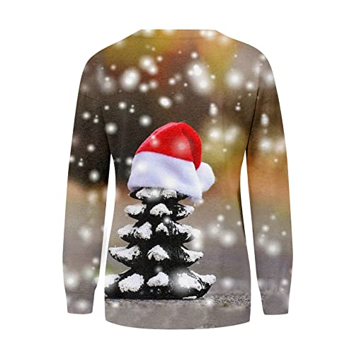  Crewneck Sweatshirts For Women Cute Loose Tops Christmas Print Long Sleeve Plus Size Sweatshirts Pullover Top Fall