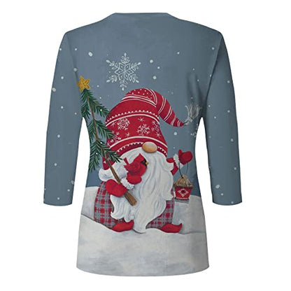  Womens 2022 Fall Fashion Tops Fall Plus Size Sweatshirts Long Sleeve Christmas Print Loose Tops Pullover Top Streetwear