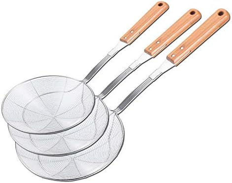  Enta Kitchen 7 Inch Fine Mesh Strainers, Premium Stainless Steel Colanders And Sifters For Baking, With Reinforced Frame And Sturdy Heat Resistant Wooden Handle, Perfect For Sift, Strain,Fried Food
