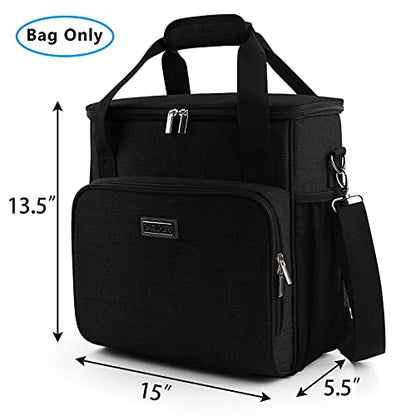  Coffee Maker Storage Bag,Waterproof Travel Carrying Organizer Case,Suitable For Kering Coffee Machines And Other Accessories,Dustproof Tote Bag With Shoulder Strap Black