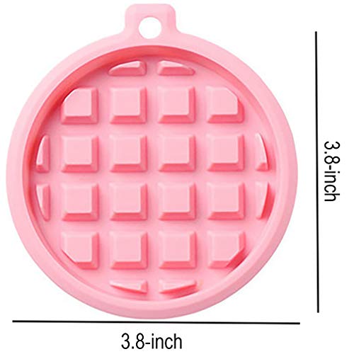  2-Pack Silicone Waffle Mold, Muffin Pans Molds, Waffle Maker Baking Tray Mold Bakeware For Waffle Cake Chocolate Craft Candy Soap Baking, Blue&Pink (Round: 3.8x3.8x0.4 Inch)