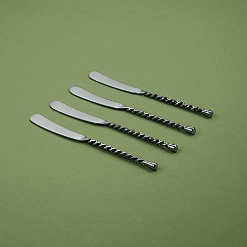  4-Piece Knife Set-Silver Tear Collection Polished/Matte Stainless Steel Spreaders, Cheese And Butter Spreading Knives, Dishwasher Safe
