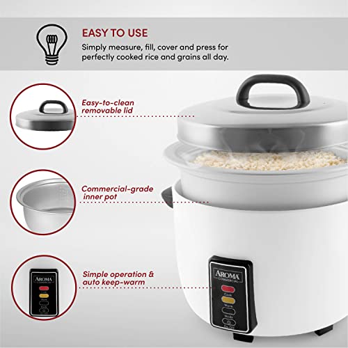  Aroma Housewares 60-Cup (Cooked) (30-Cup UNCOOKED) Commercial Rice Cooker (ARC-1033E),White
