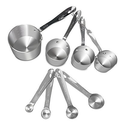  Stainless-Steel 8 Pc. Standard-Size Measuring Cup & Spoon Combo Set