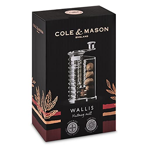 Cole & Mason Wallis Nutmeg Mill, Acrylic, Silver, 6 X 6 X 15 Cm