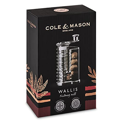 Cole & Mason Wallis Nutmeg Mill, Acrylic, Silver, 6 X 6 X 15 Cm